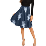 drk blue cheribum print Melete Pleated Midi Skirt (Model D15) - Objet D'Art