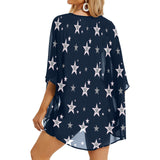 stars blue print 2 Women's Kimono Chiffon Cover Up (Model H51) - Objet D'Art