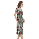 Puff Sleeve Split Thigh Midi Dress - Objet D'Art