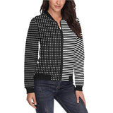 line to line print 10A All Over Print Bomber Jacket for Women (Model H36) - Objet D'Art