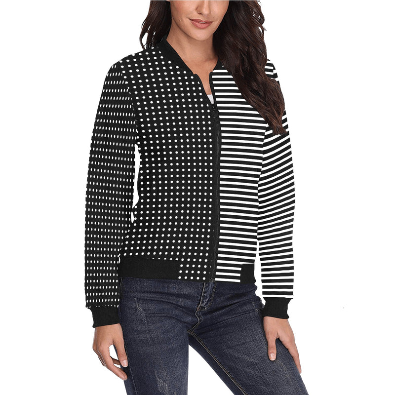 line to line print 10A All Over Print Bomber Jacket for Women (Model H36) - Objet D'Art