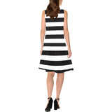 striped bw print 2 Sleeveless Splicing Shift Dress(Model D17) - Objet D'Art