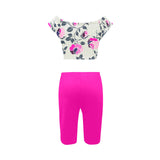 fuchsia solid print 6Q Women's Crop Top Yoga Set - Objet D'Art