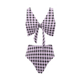 lav dot dash print Chest Bowknot Bikini Swimsuit (Model S33) - Objet D'Art