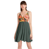 Roses by Henri Rousseau Spaghetti Strap Sleeveless Flared Hem Short Dress - Objet D'Art