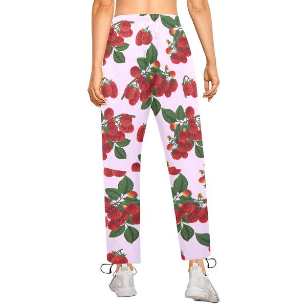 lav rasp print 2 Women's Quick Dry Cargo Sweatpants (Model L65) - Objet D'Art