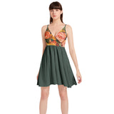 Roses by Henri Rousseau Spaghetti Strap Sleeveless Flared Hem Short Dress - Objet D'Art