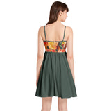 Roses by Henri Rousseau Spaghetti Strap Sleeveless Flared Hem Short Dress - Objet D'Art