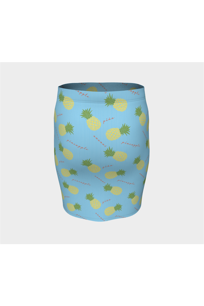 Pinstripe Pastel & Pineapple Fitted Skirt - Objet D'Art