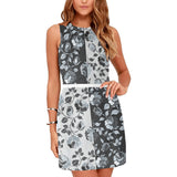 selenium gray print 3 Eos Women's Sleeveless Dress (Model D01) - Objet D'Art