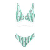 looking at you print 2 Cross String Bikini Set (Model S29) - Objet D'Art