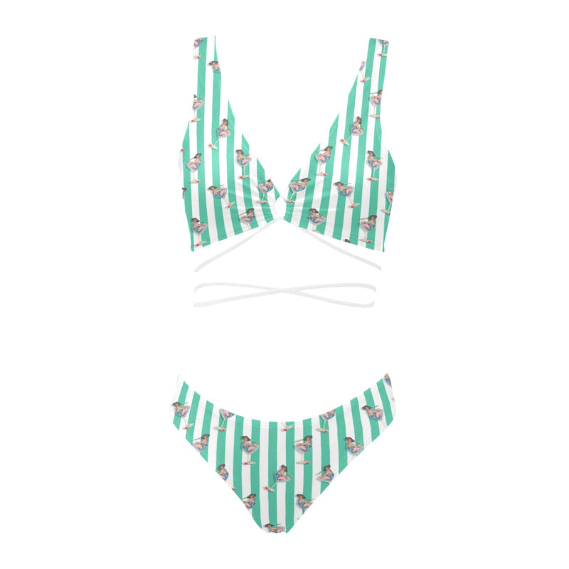 looking at you print 2 Cross String Bikini Set (Model S29) - Objet D'Art