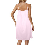 pink solid 2 Drawstring Neck Sleeveless Dress (Model D68) - Objet D'Art