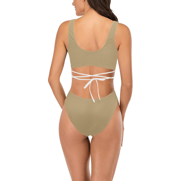 lark solid print 2 Cross String Bikini Set (Model S29) - Objet D'Art