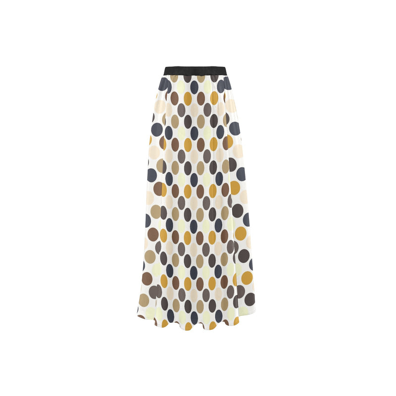 colored spots print 4 High Slit Long Beach Dress (Model S40) - Objet D'Art