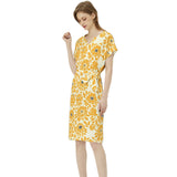 Floral Batwing Sleeve Notch Neck Casual Dress with Belt - Objet D'Art