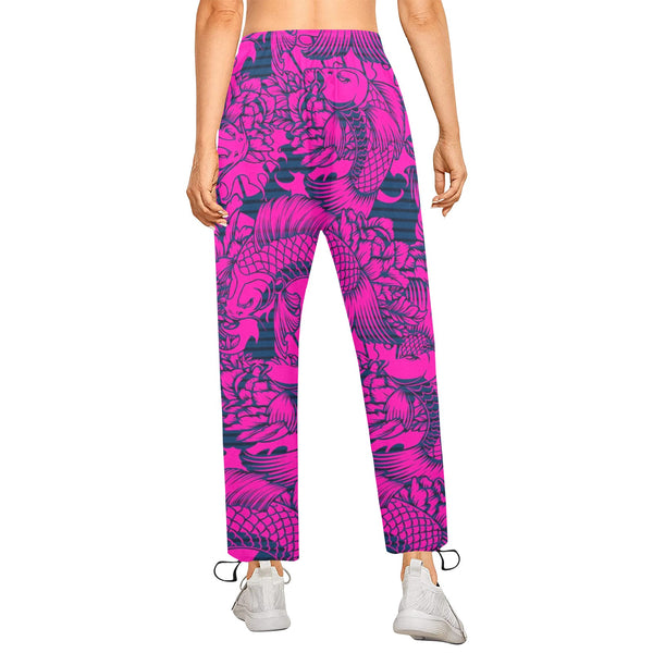 fuchsia pisces print 2 Women's Quick Dry Cargo Sweatpants (Model L65) - Objet D'Art