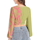 Women's Deep V-Neck Lantern Sleeve Crop Top - Objet D'Art
