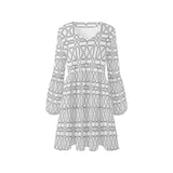 shapes pattern print 2 V-Neck Loose Fit Dress (Model D62) - Objet D'Art
