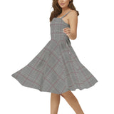 Plaid Sleeveless Square Neck Flare Hem Midi Dress - Objet D'Art