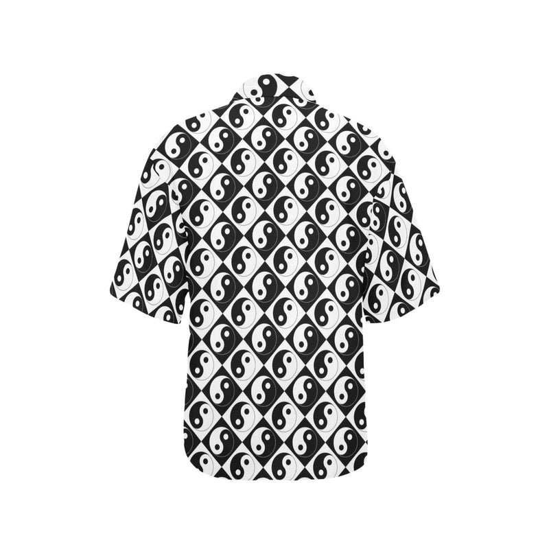 yin and yang bw print 2 All Over Print Hawaiian Shirt for Women (Model T58) - Objet D'Art