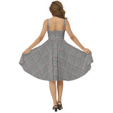 Plaid Sleeveless Square Neck Flare Hem Midi Dress - Objet D'Art
