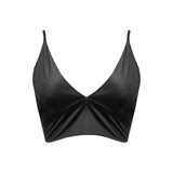 black solid print skirt Crop Bikini Top (Model S40) - Objet D'Art
