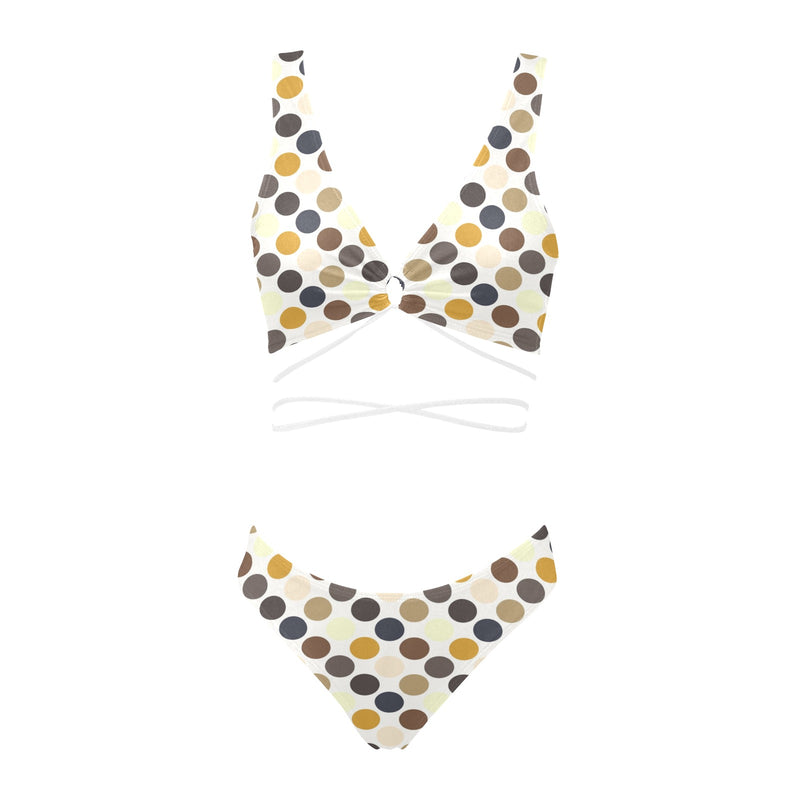 colored spots print 4 Cross String Bikini Set (Model S29) - Objet D'Art