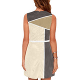 earthtone regional print Eos Women's Sleeveless Dress (Model D01) - Objet D'Art