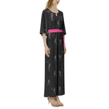 Heart Bones and Cobwebs Dolman Sleeve Belted Wide Leg Jumpsuit - Objet D'Art