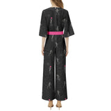 Heart Bones and Cobwebs Dolman Sleeve Belted Wide Leg Jumpsuit - Objet D'Art