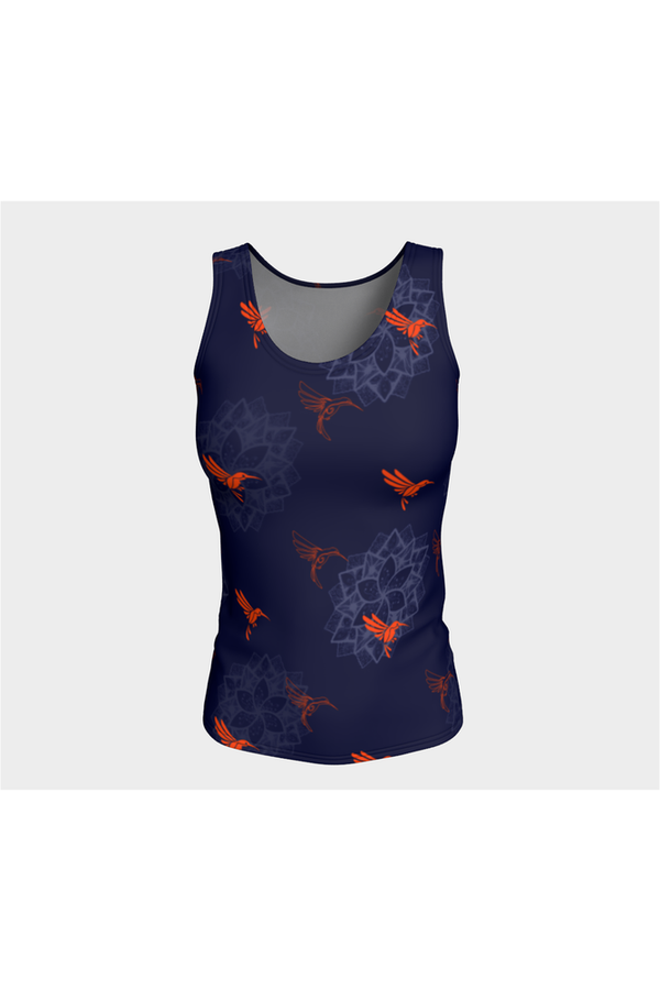 Hummingbird Orange Fitted Tank Top - Objet D'Art