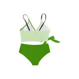 avocado spread solid print Knot Side Bikini Swimsuit (Model S37) - Objet D'Art