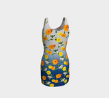 Greek Key Floral Lattice Bodycon Dress - Objet D'Art