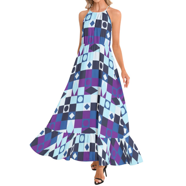 Ruffle Hem Halter Neck Maxi Dress - Objet D'Art
