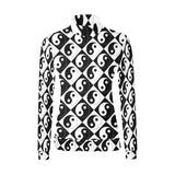 yin and yang bw print 2 Women's All Over Print Mock Neck Sweatshirt (Model H43) - Objet D'Art