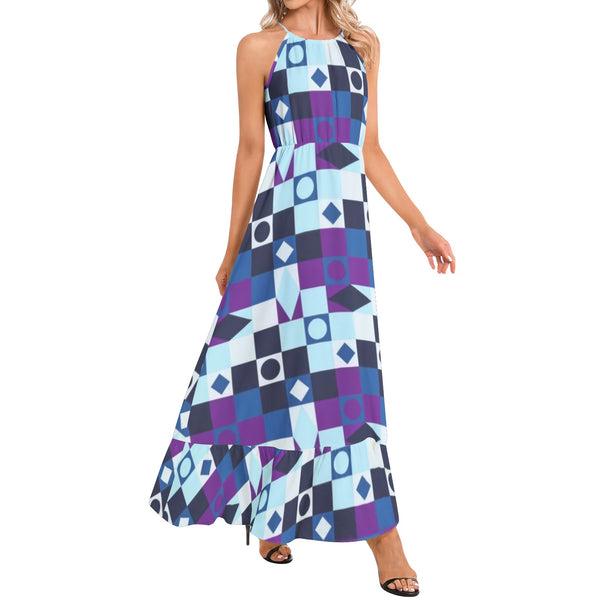 Ruffle Hem Halter Neck Maxi Dress - Objet D'Art