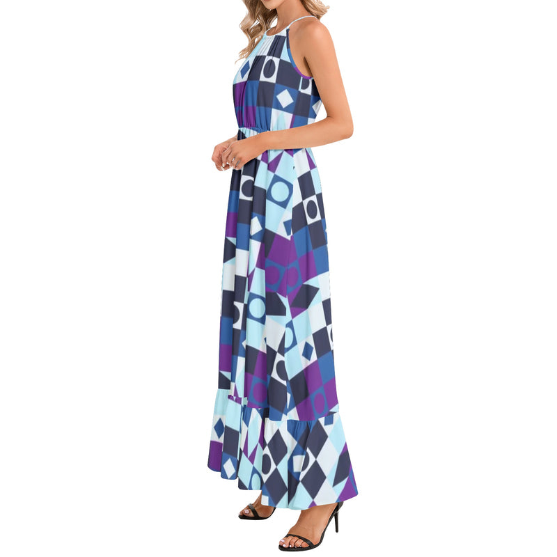 Ruffle Hem Halter Neck Maxi Dress - Objet D'Art