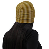 Bronze Striped Print Beanie - Objet D'Art