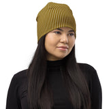 Bronze Striped Print Beanie - Objet D'Art