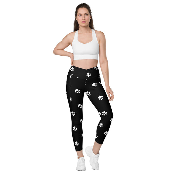 Paw Print Crossover leggings with pockets - Objet D'Art