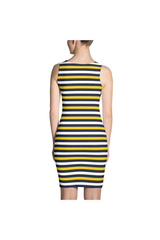 Blue and Gold Striped Sublimation Cut & Sew Dress - Objet D'Art