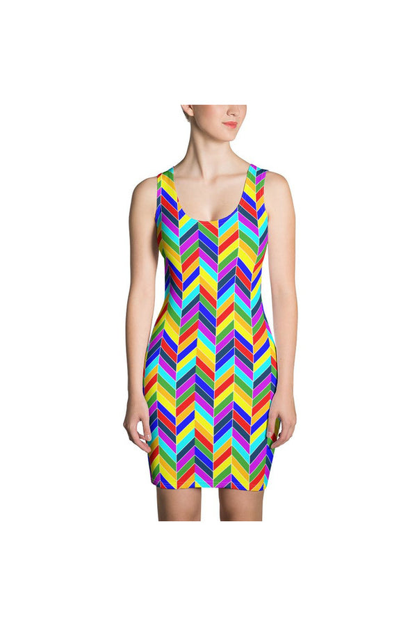 Herringbone Rainbow Sublimation Cut & Sew Dress - Objet D'Art