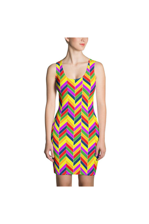Rainbow Herringbone Sublimation Cut & Sew Dress - Objet D'Art