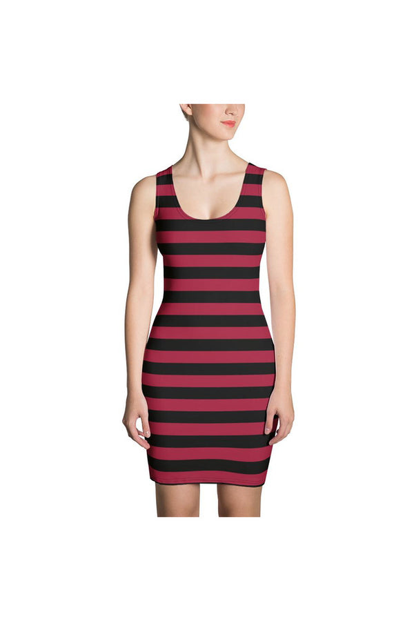 Burgundy Striped Sublimation Cut & Sew Dress - Objet D'Art