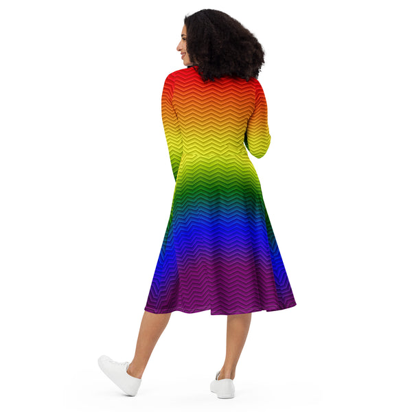Spectral Herringbone long sleeve midi dress - Objet D'Art