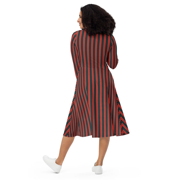 Striped  long sleeve midi dress - Objet D'Art
