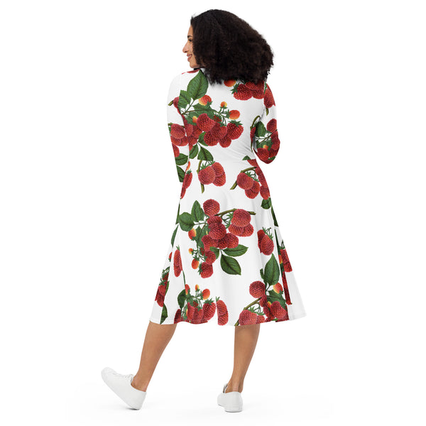 Colossal Raspberry long sleeve midi dress - Objet D'Art
