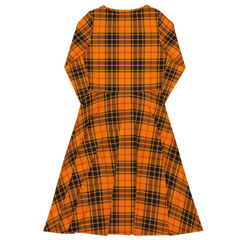 All-over print long sleeve midi dress - Objet D'Art