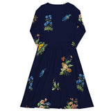 All-over print long sleeve midi dress - Objet D'Art